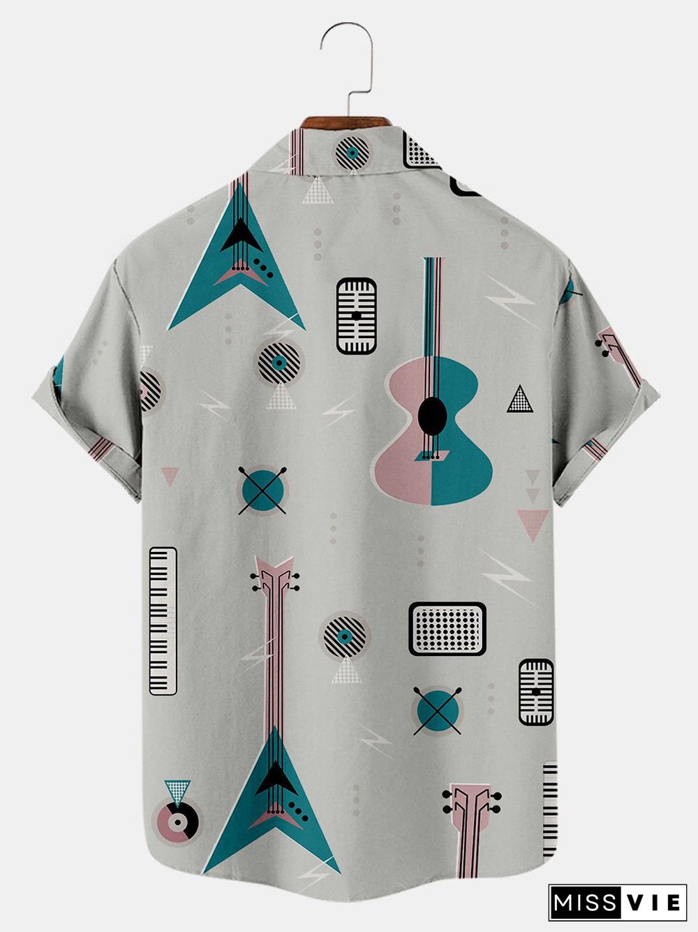 Men's Simple Music Guitar Casual Printed Comfortable Shirt