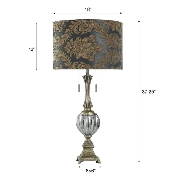 StyleCraft Beverly Smoked and Metallic Glass and Antique Brass Resin Table Lamp