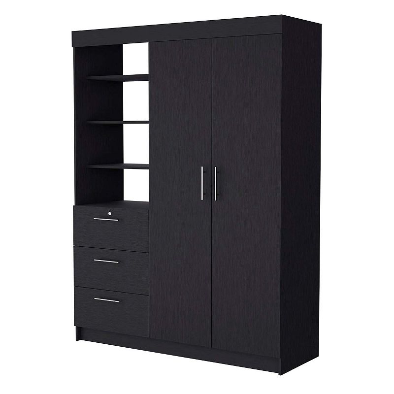 Tempe 3 Drawers Armoire， 3-Tier Shelf， 2-Door