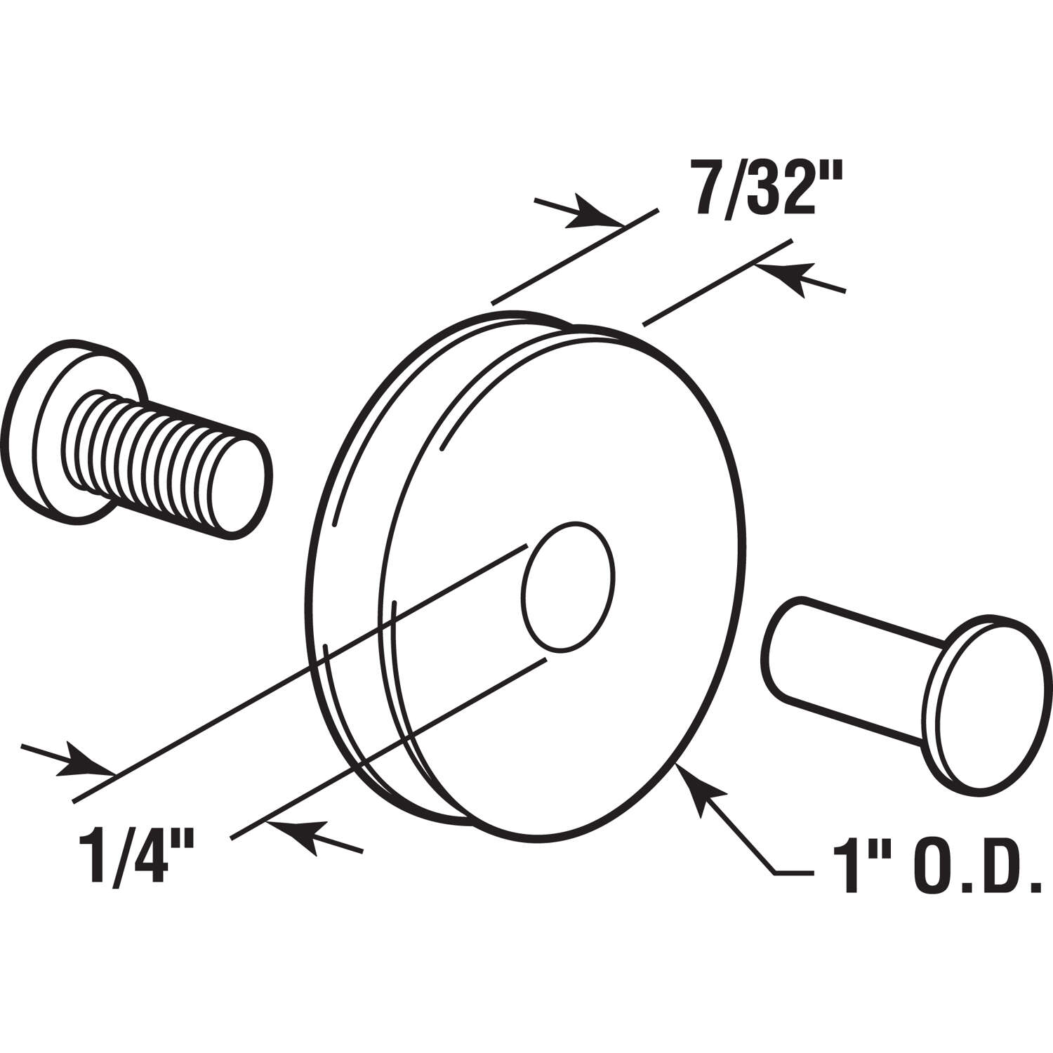 Prime-Line 1 in. D X 7/32 in. L Nylon Roller Assembly 2 pk