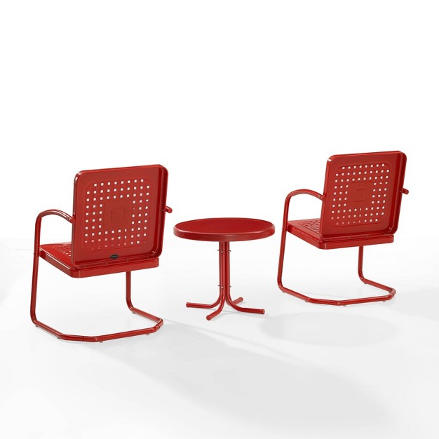 Bates 3pc Outdoor Chair Set Red Crosley