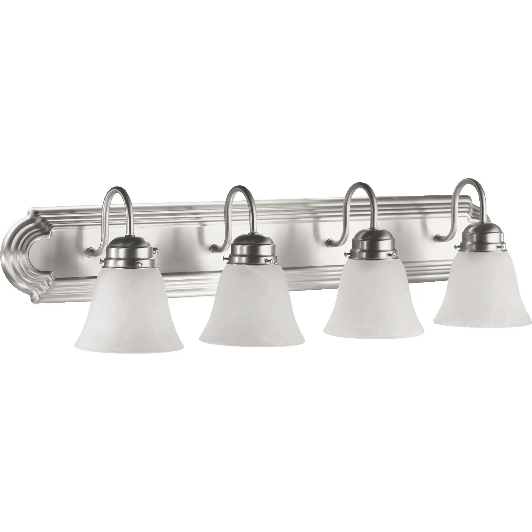 Satin Nickel and Faux Alabaster 4-light Vanity Lighting