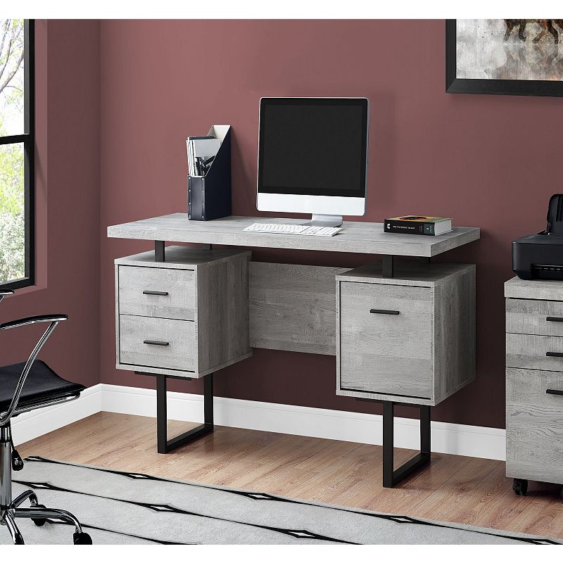 60 Gray Contemporary Rectangular Computer Desk