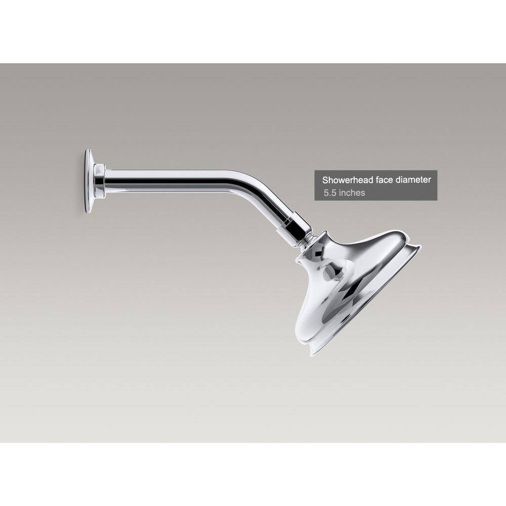 KOHLER Fairfax 1-Spray 5.5 in. Single Wall Mount Fixed Shower Head in Polished Chrome K-45412-CP