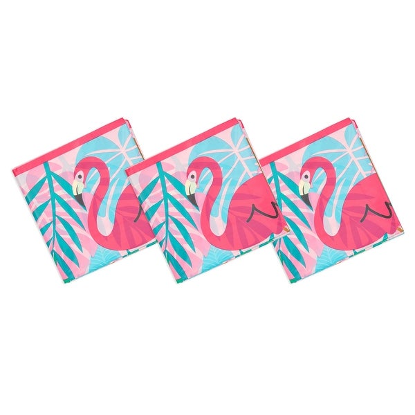 3 Pack Pink Flamingo Tablecloth， Tropical Luau Birthday Party Plastic Table Cover (54 x 108 in)