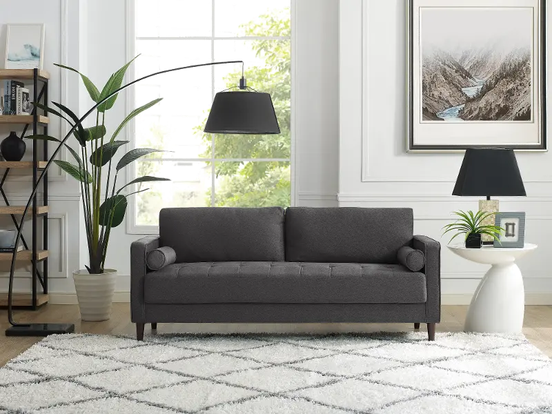 Lawrence Mid Century Modern Dark Gray Sofa