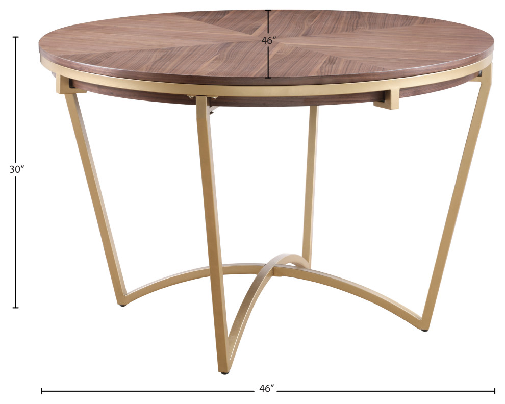 Eleanor Rich Walnut Veneer Coffee Table  Gold Base   Contemporary   Coffee Tables   by Meridian Furniture  Houzz