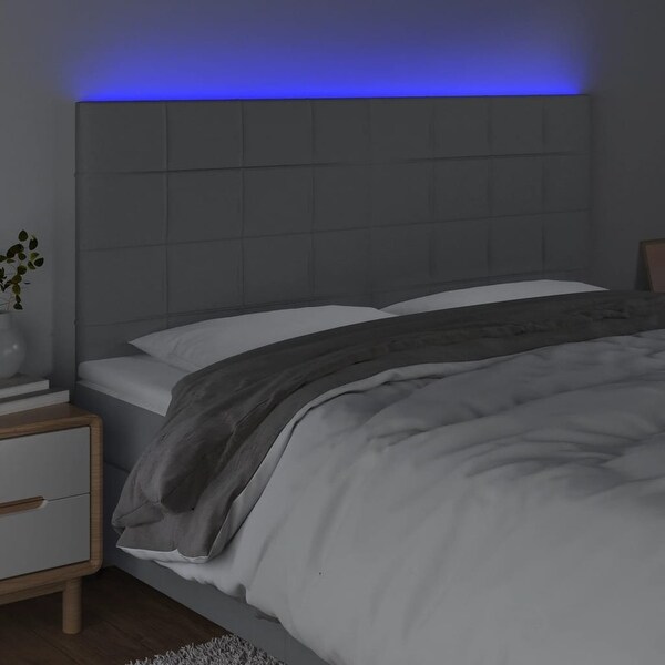 vidaXL LED Headboard Dark/Light Gray multisize Fabric - - 37421102