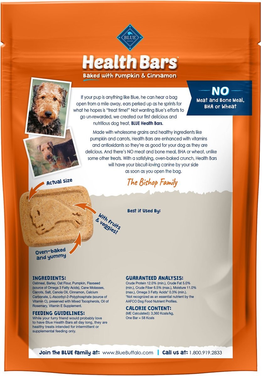 Blue Buffalo Health Bars Baked with Pumpkin and Cinnamon Dog Treats