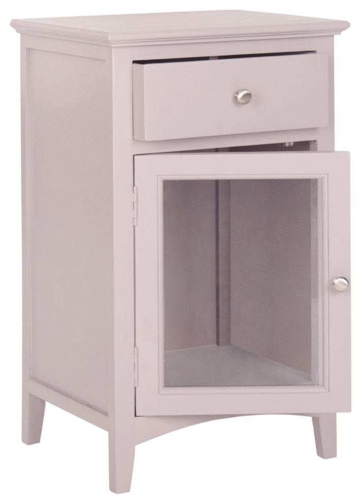 Keith One Drawer End Table With Glass Cabinet Gray Mauve   Modern   Side Tables And End Tables   by Virgil Stanis Design  Houzz