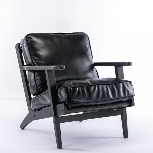 PU Leather Armchair with Removable Cushion