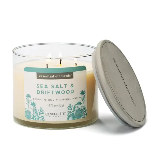 Candle-Lite 14.75 oz Sea Salt and Driftwood 3 Wick Candle