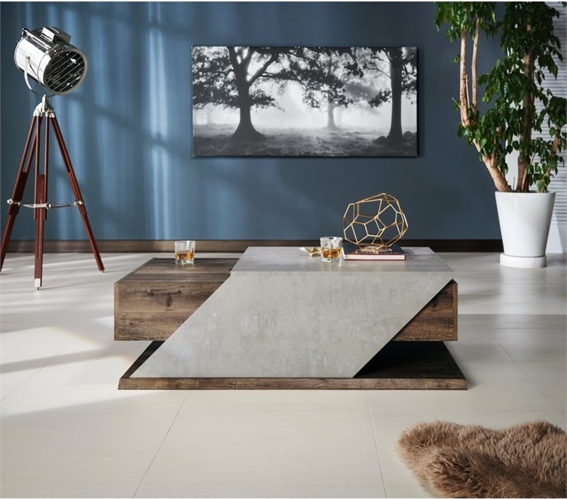 Furniture of America Menster Modern Wood Storage Coffee Table in Reclaimed Oak   Industrial   Coffee Tables   by Homesquare  Houzz