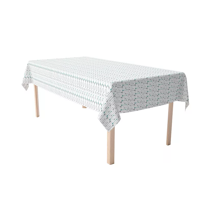 Rectangular Tablecloth， 100% Cotton， 52x120， Grey and Blue Arrows