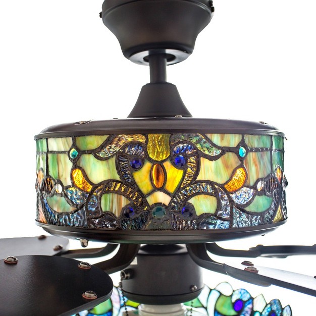 Led  Style Stained Glass Magna Carta Lighted Ceiling Fan River Of Goods