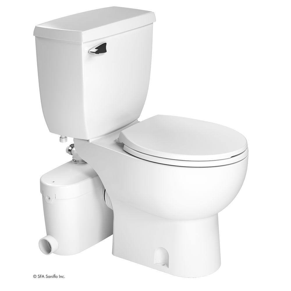 Saniflo SaniAccess3 2-Piece 1.280 GPF Single Flush Round Toilet with .5 HP Macerating Pump in White 082.005.083