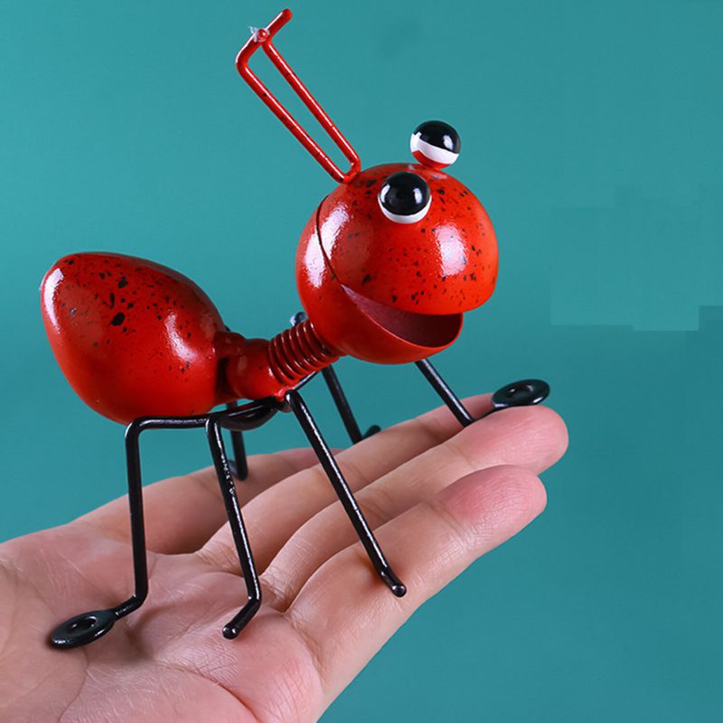 Teblacker Metal Ant Figurine Insect Statue Outdoor Garden Lawn Yard Decor Home Ornament(Red)