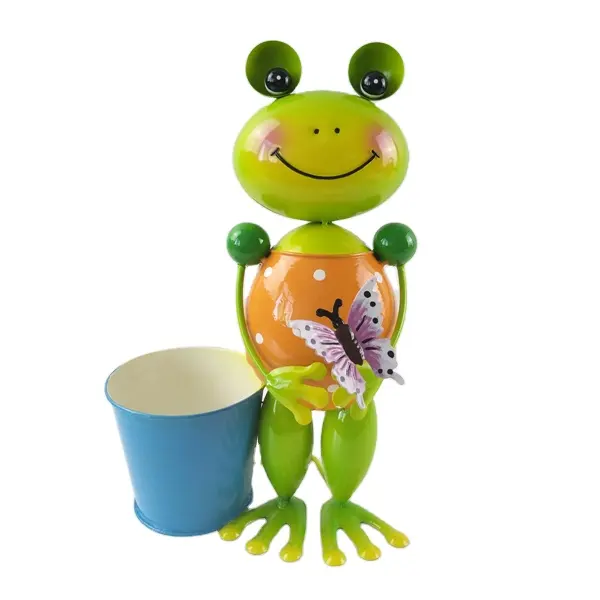 Hot selling garden decorative metal flowers pot standing by adorable cute animal