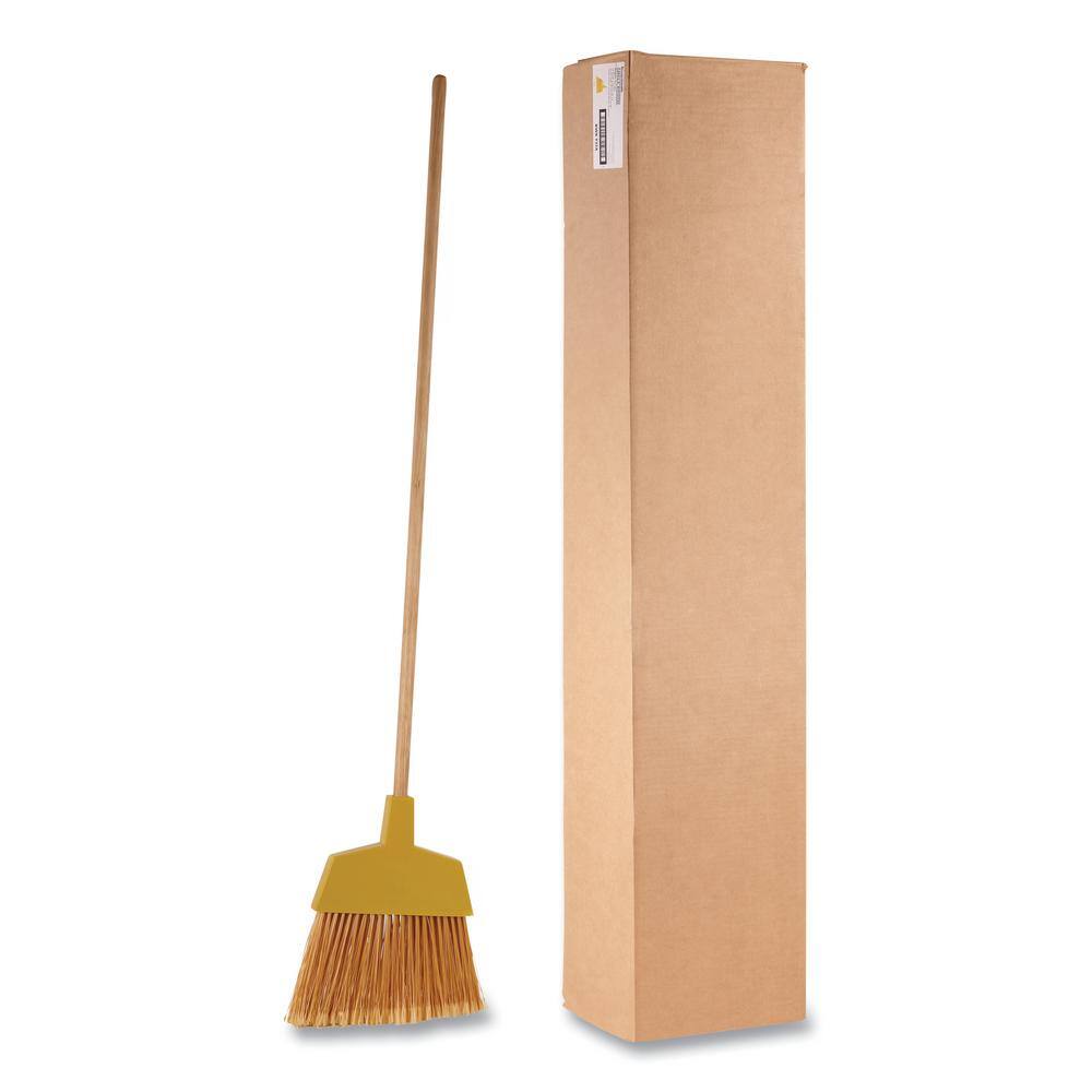 Boardwalk 53 in. Wood Handle Plastic Bristles Angle Broom in Yellow (12Carton) BWK932ACT