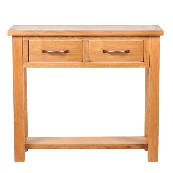 vidaXL Console Table with 2 Drawers Solid Oak Wood 32.7