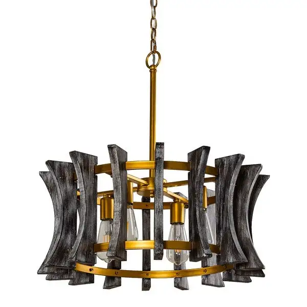 Antique Grey/ Gold Wooden 4-Light Porch Chandelier Shopping - The Best Deals on Chandeliers