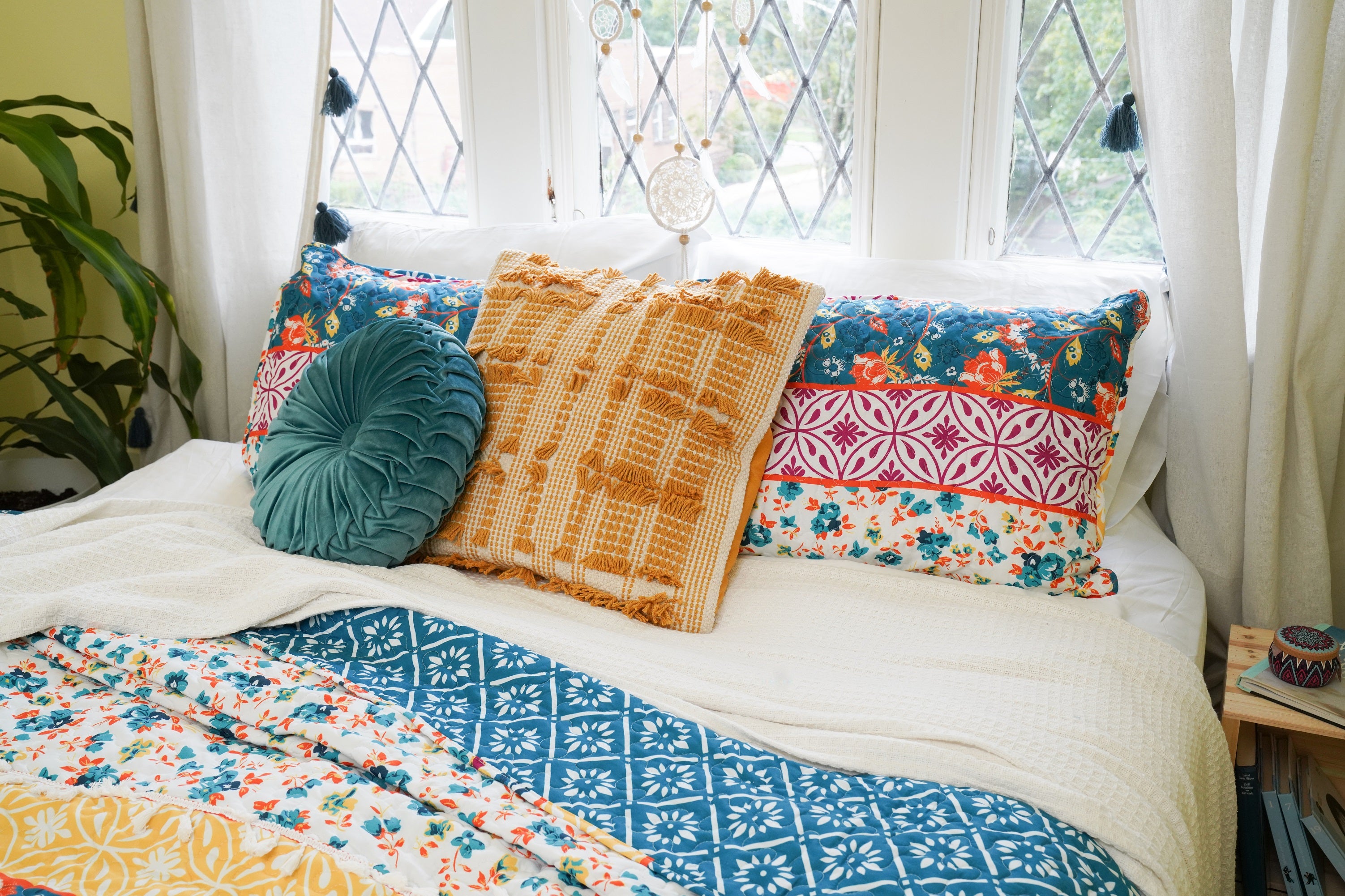 Emily Boho Stripe Reversible 3 Piece Quilt Set