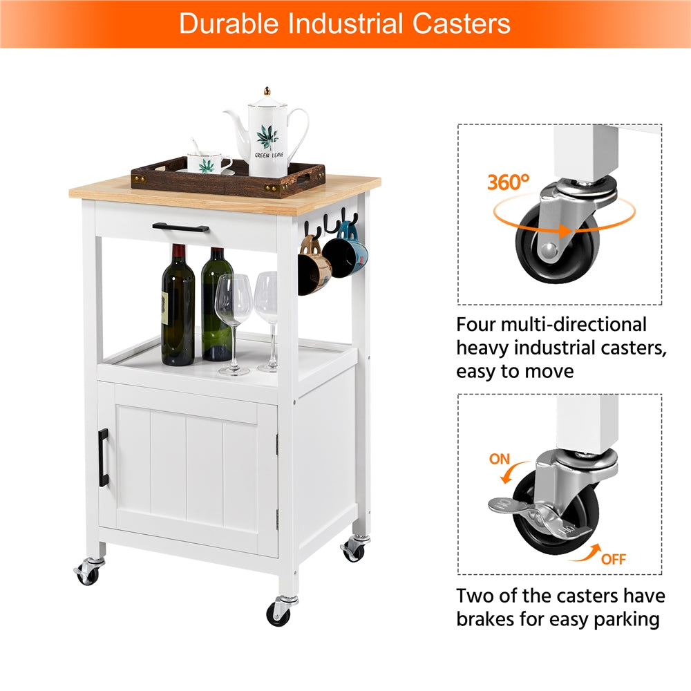 Topeakmart Rolling Kitchen Cart Storage Kitchen Island with Wheels for Dining Rooms Kitchens Living Rooms White