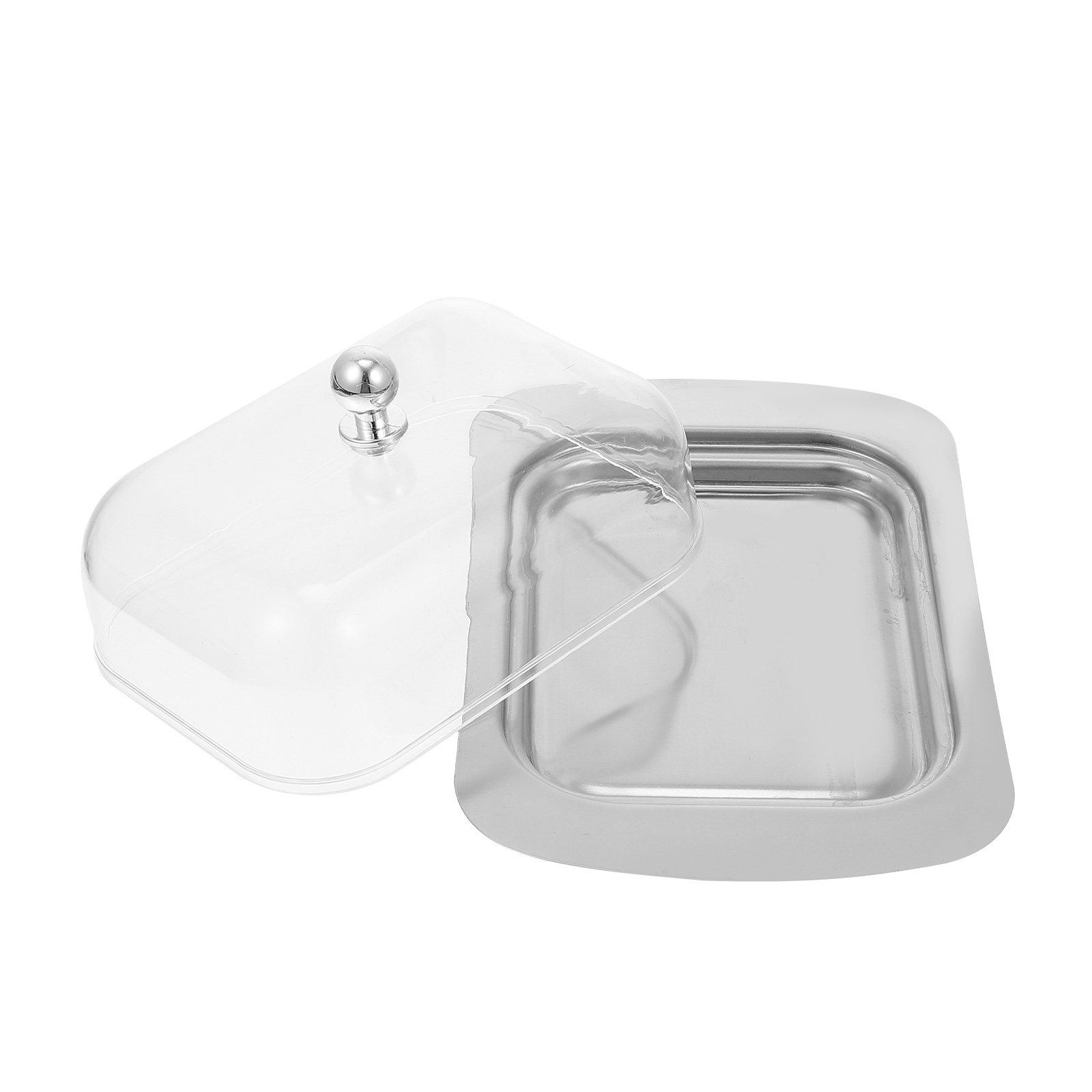 Homemaxs Butter Storage Tray Butter Fresh Keeping Plate Stainless Steel Cheese Plate with Lid for Kitchen