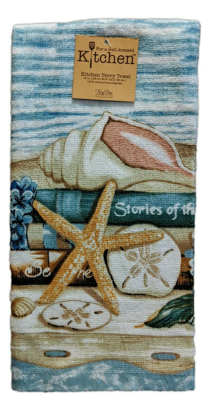 Set of 2 STORIES OF THE SEA Coastal Terry Kitchen Towels by Kay Dee Designs