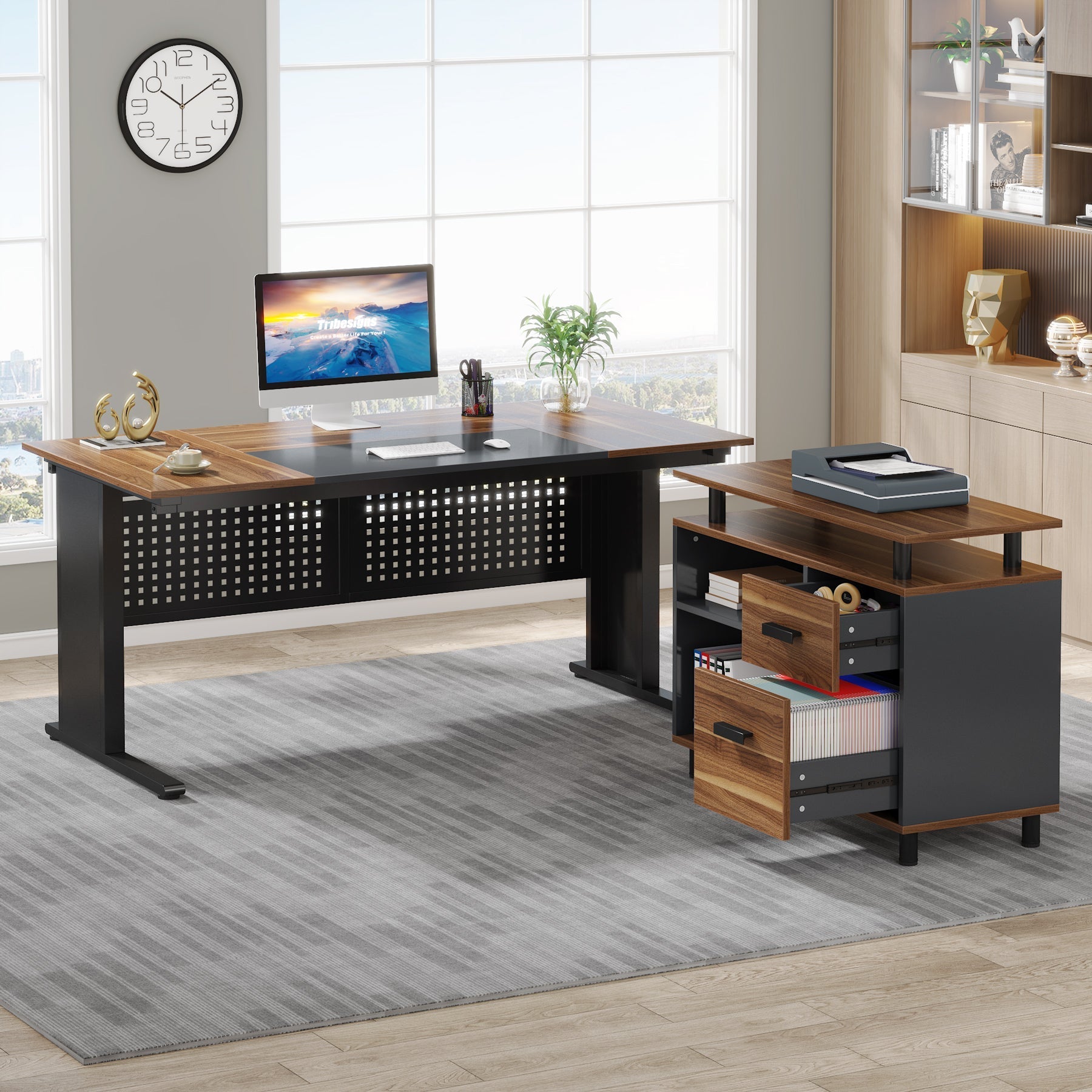 Industrial L-Shaped Desk, 63