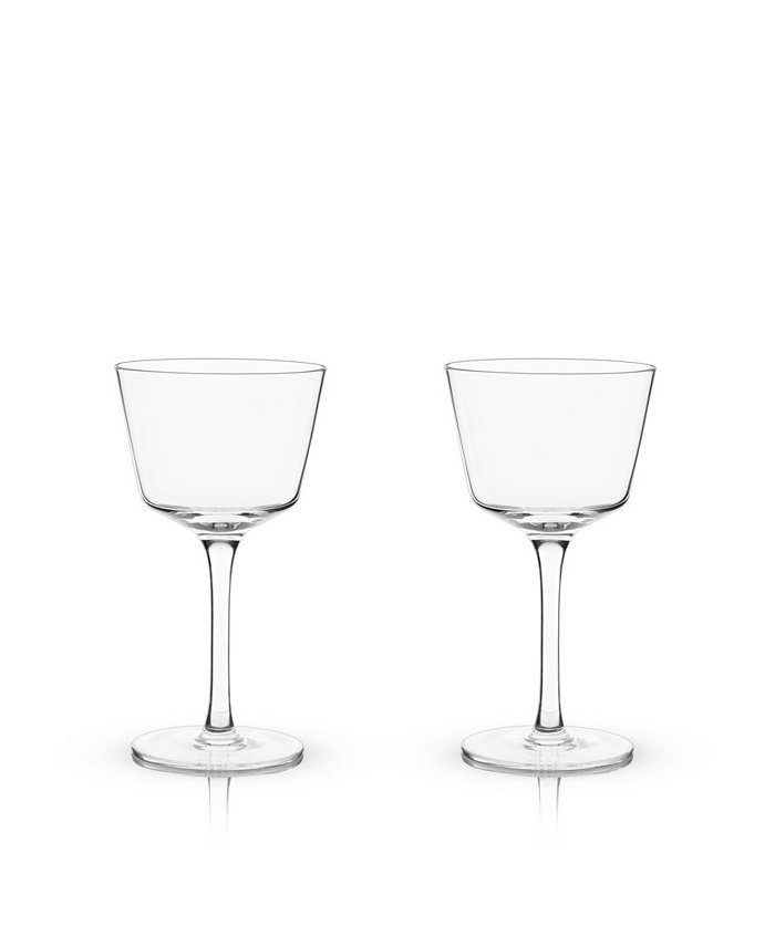 Viski Raye Angled Crystal Nick and Nora Glasses Set of 2 6 Oz