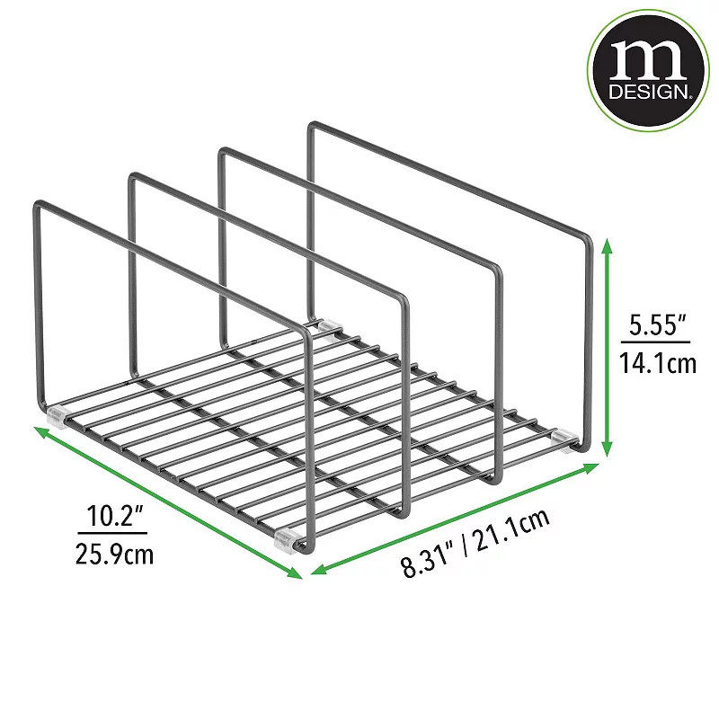 mDesign Steel Cookware Storage Organizer Rack for Kitchen Cabinet