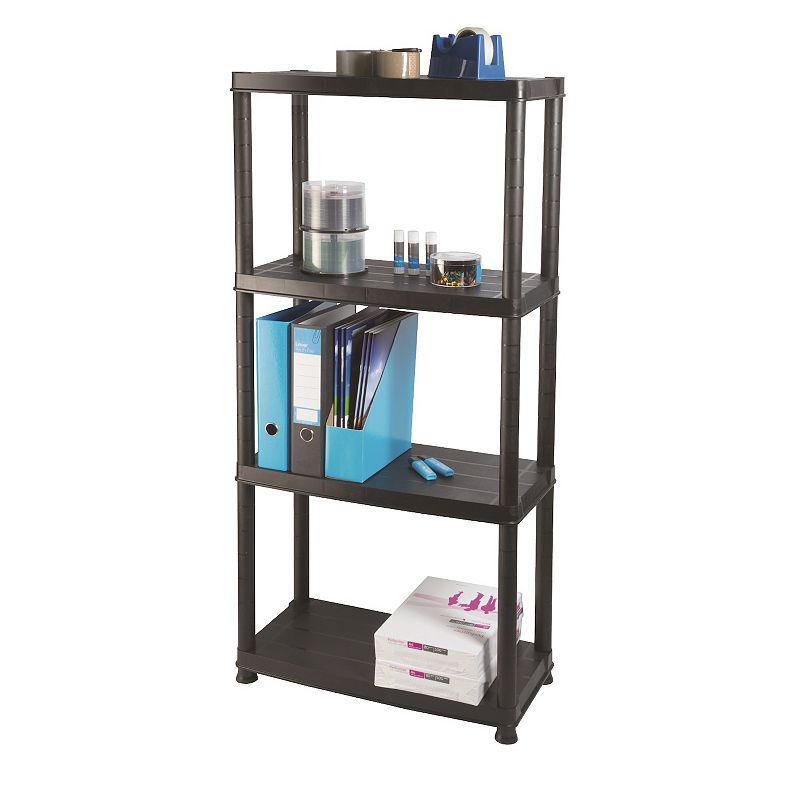 Ram Quality Products Primo 12 inch 4-Tier Plastic Storage Shelves， Black