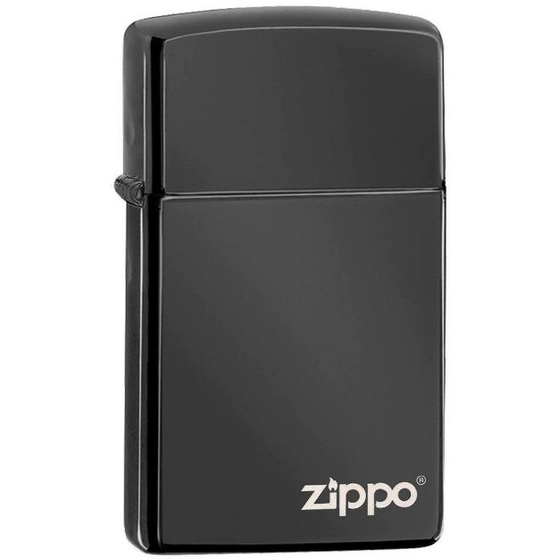 Zippo Slim High Polish Black Zippo Logo Windproof Lighter