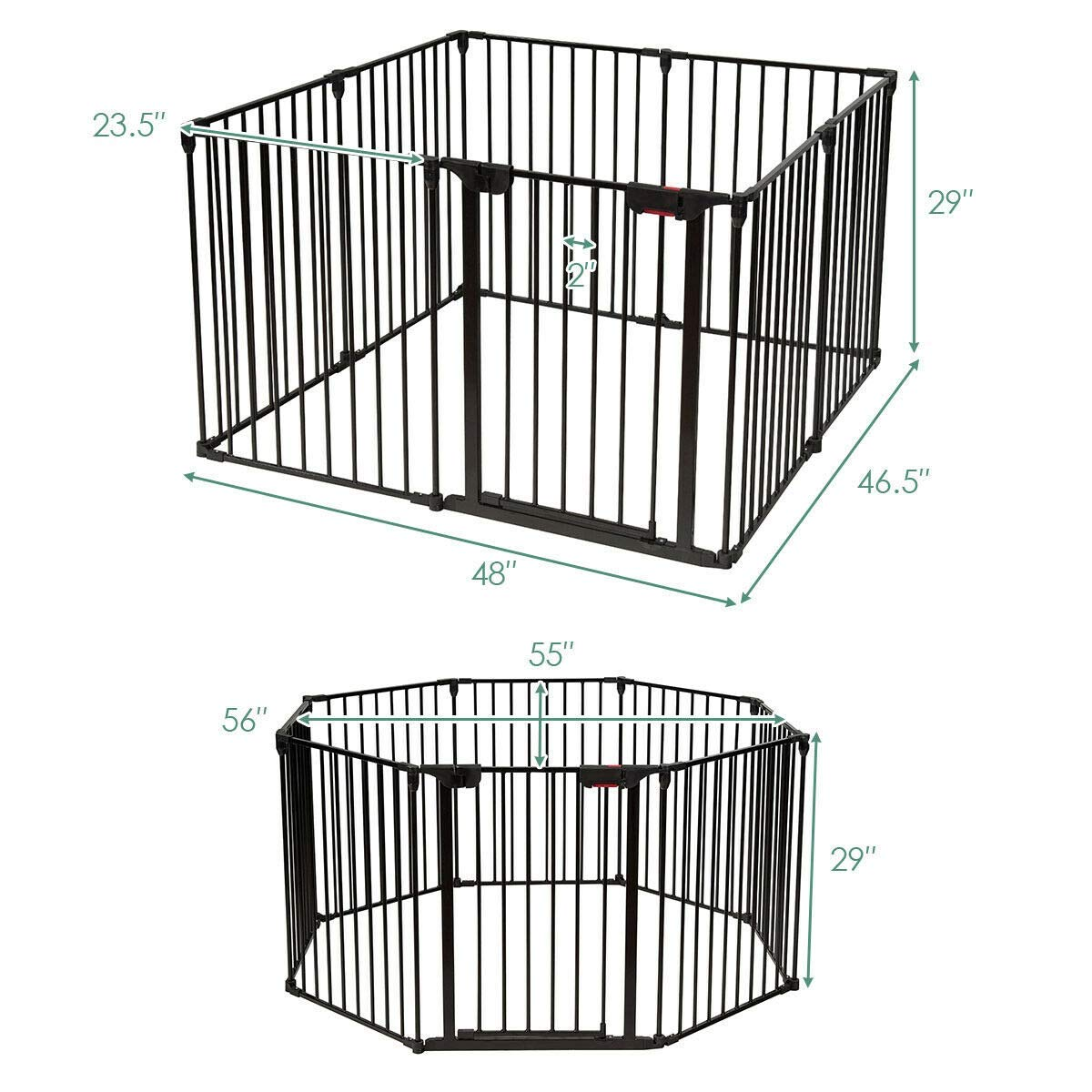 Costzon Baby Safety Gate, 8-Panel Fireplace Fence Gate