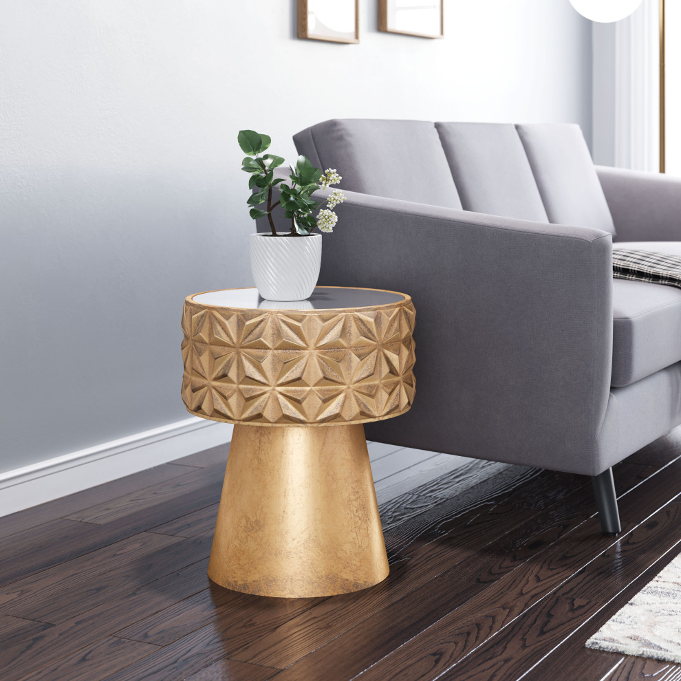 Aztec Side Table Gold   Contemporary   Side Tables And End Tables   by Zuo Modern Contemporary  Houzz