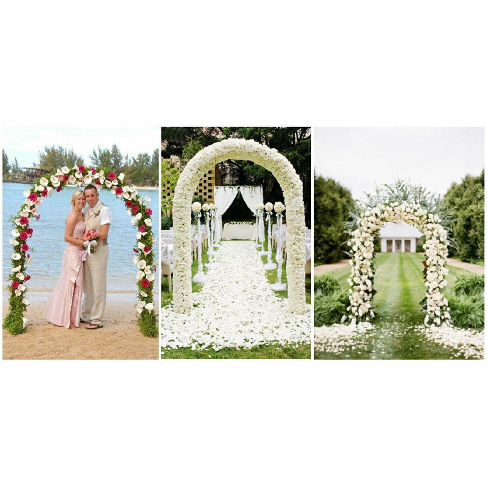 Oukaning 7.5Ft Metal Pergola Arbor Wedding Arch Garden Arbor  for Wedding Bridal Party DecorationsGarden Climbing Plants