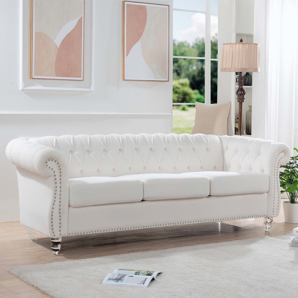 Comfortable Sofa For Living Room with tight pleated rolled arms