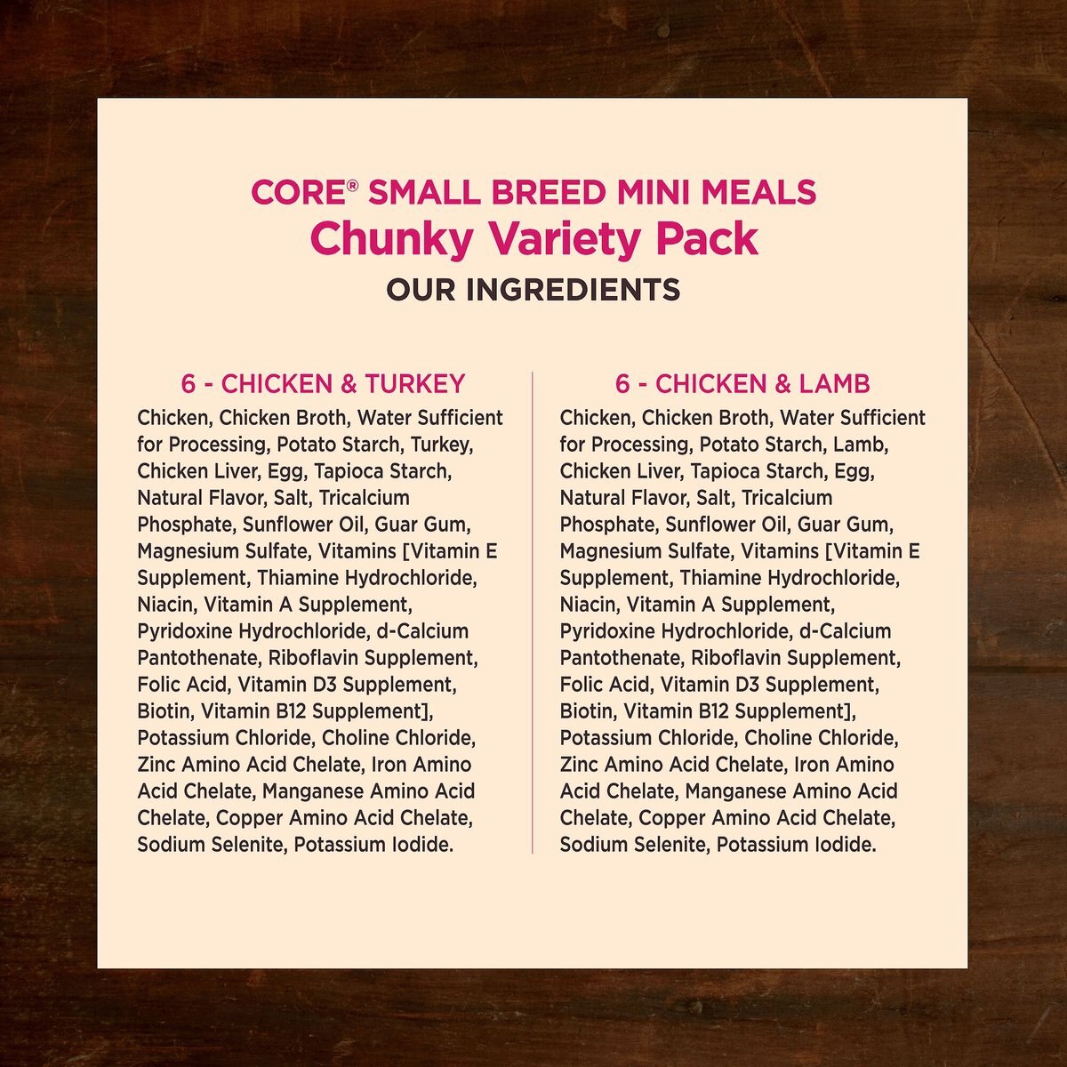 Wellness CORE Mini Meals Chicken and Turkey， Chicken and Lamb Shredded Variety Pack Dog Food Pouches