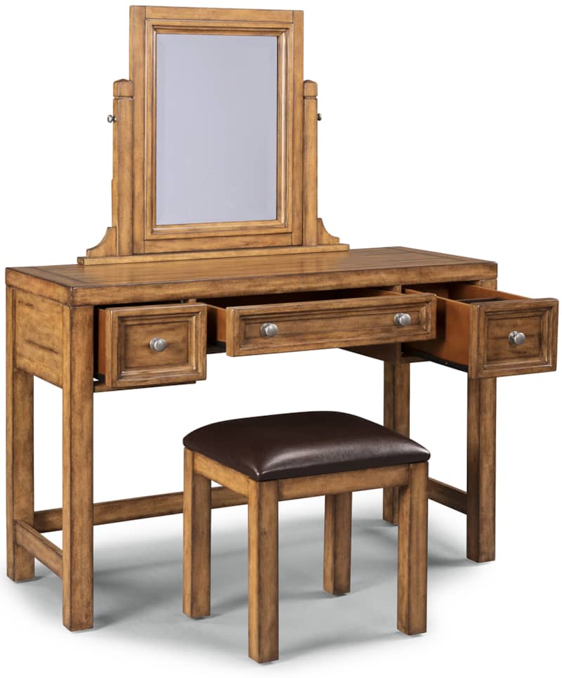 Homestyles Sedona Toffee Vanity and Mirror With Bench