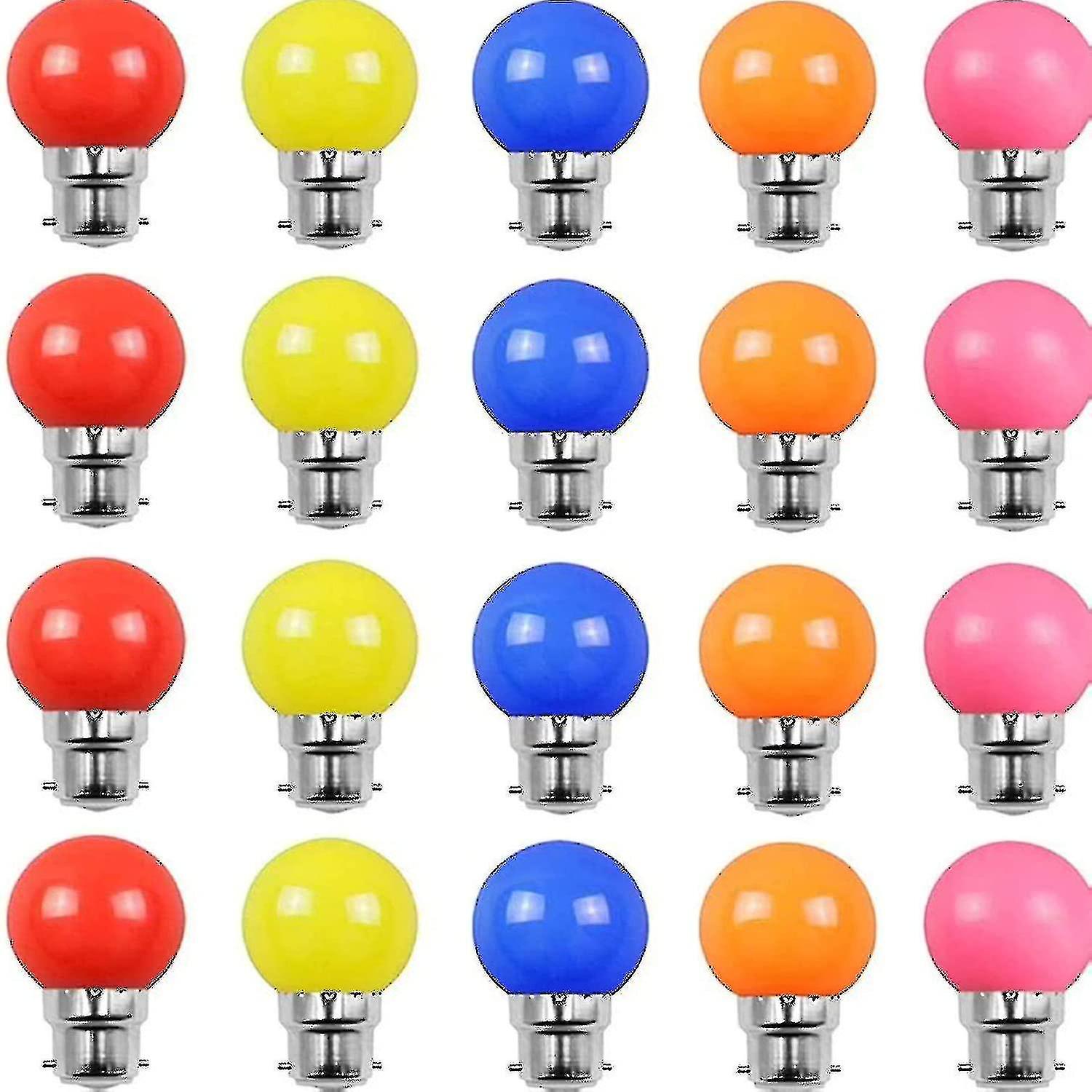 20pack Colored Bulbs Led 2w E27 G45 Lighting Bulbs，led Coloured Golfball Bulb， Mixed Colours Red Gre