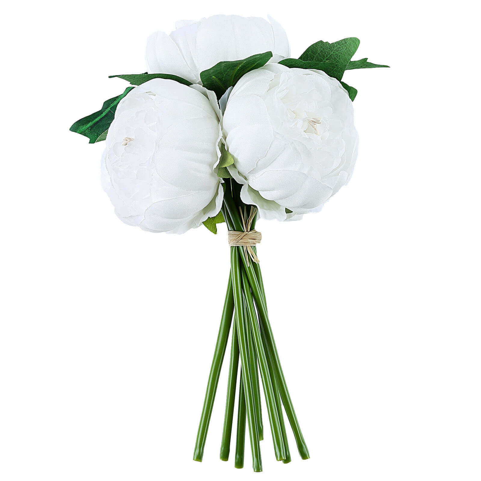 5 Flower Head White Peony Bouquet Artificial Silk Peonies Spray