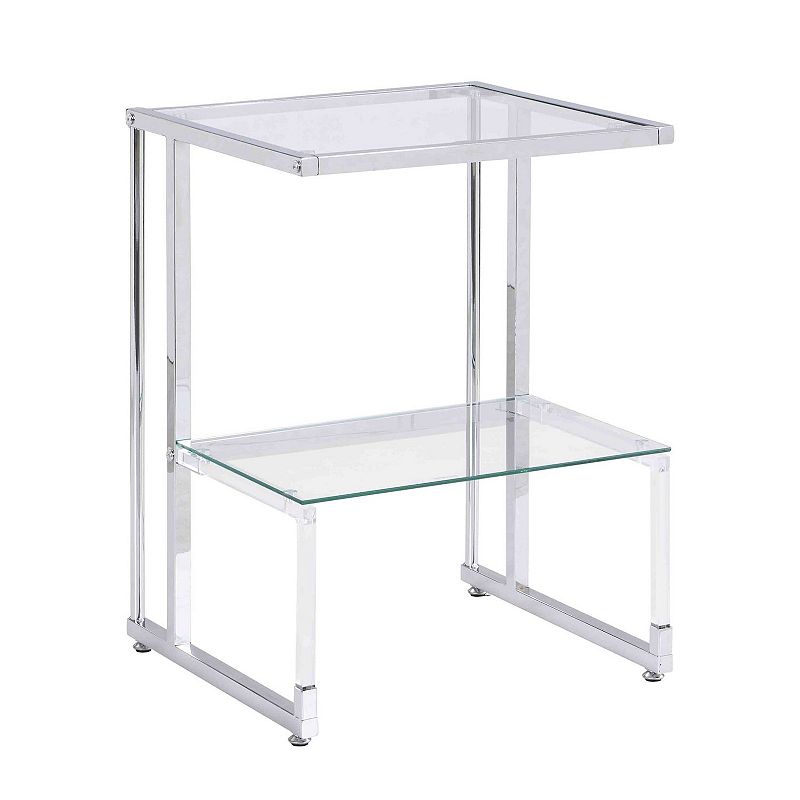 F.C Design 2-Tier Acrylic Glass End Table for Living Room and Bedroom Stylish and Functional Side Table