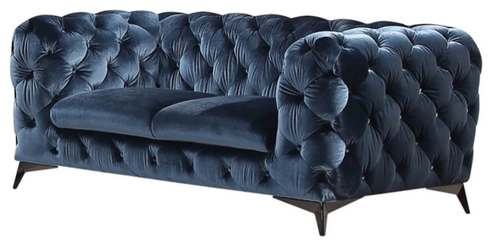 Slader Modern Blue Fabric Loveseat   Modern   Loveseats   by Virgil Stanis Design  Houzz