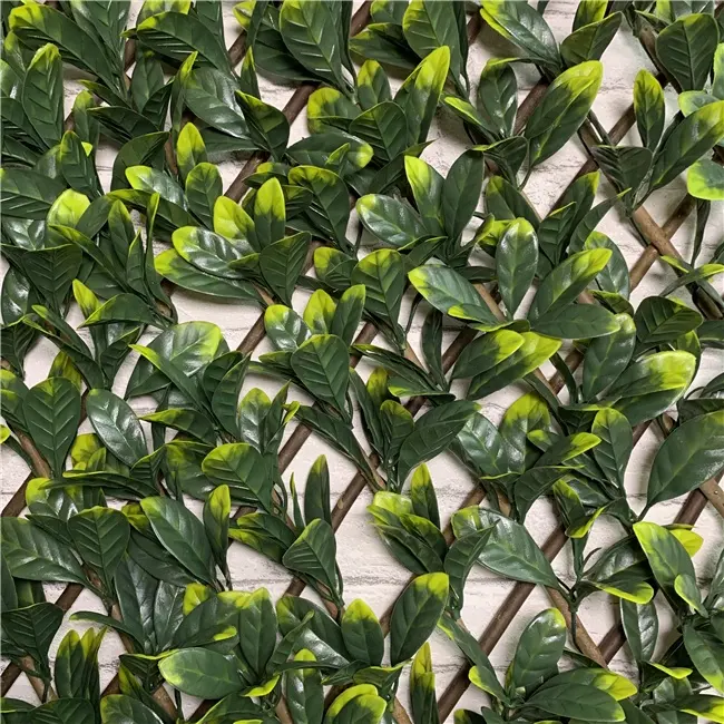 Expanding artificial PE laurel leaf screening willow trellis with artificial leaf garden fence artificial leaf fence