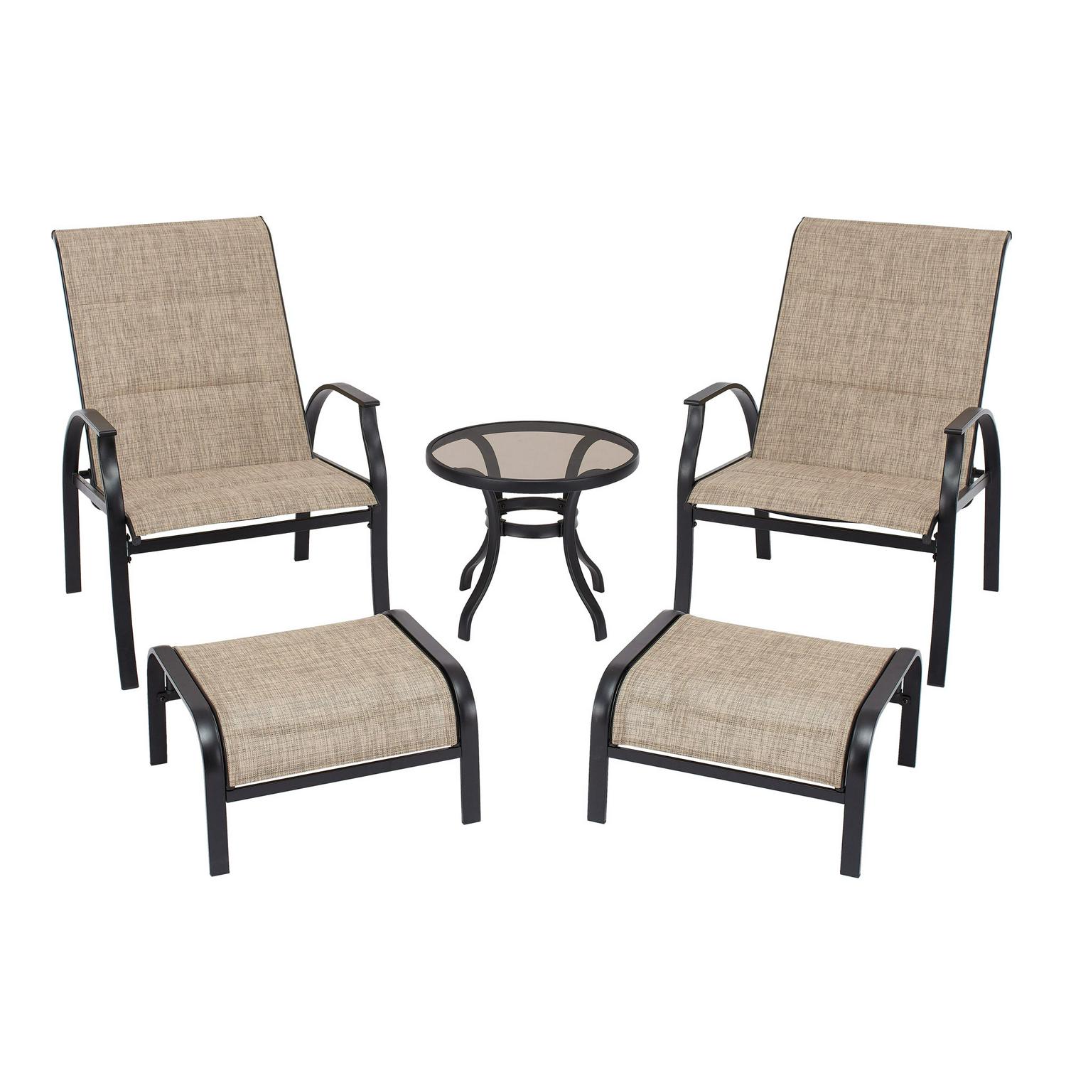 Mainstays Highland Knolls 5 Piece Outdoor Patio Furniture Chat Set， Beige