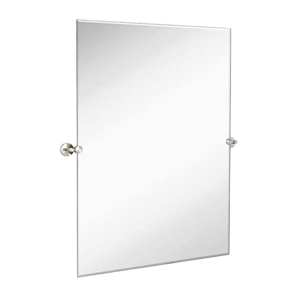 Large Pivot Rectangle Mirror with Brushed Chrome Wall Anchors 30