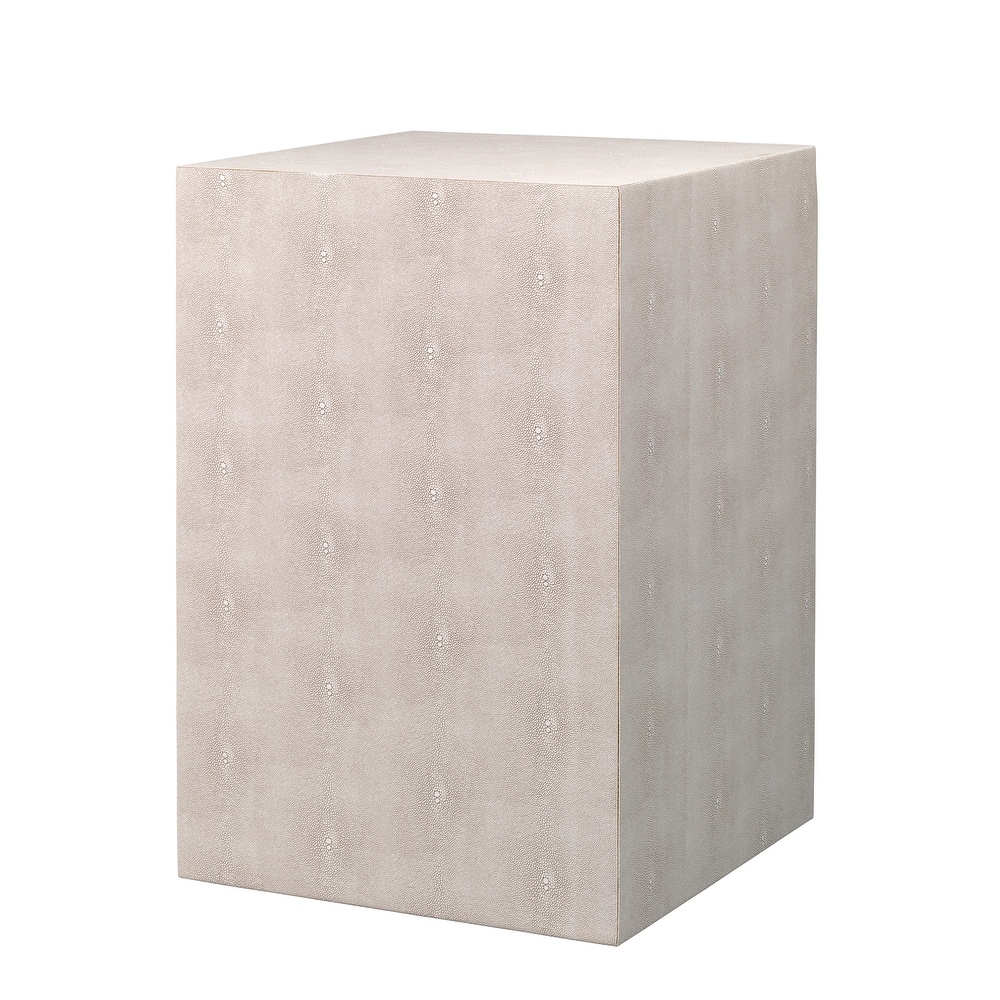 Alden Décor Esme Faux Shagreen Square Side Table  Cream