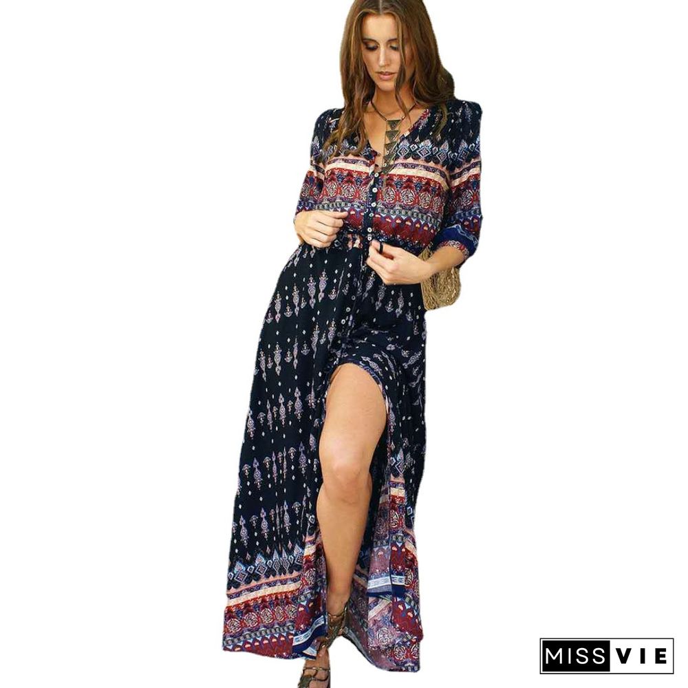 Bohemian Print Dress Women's Beach Skirt