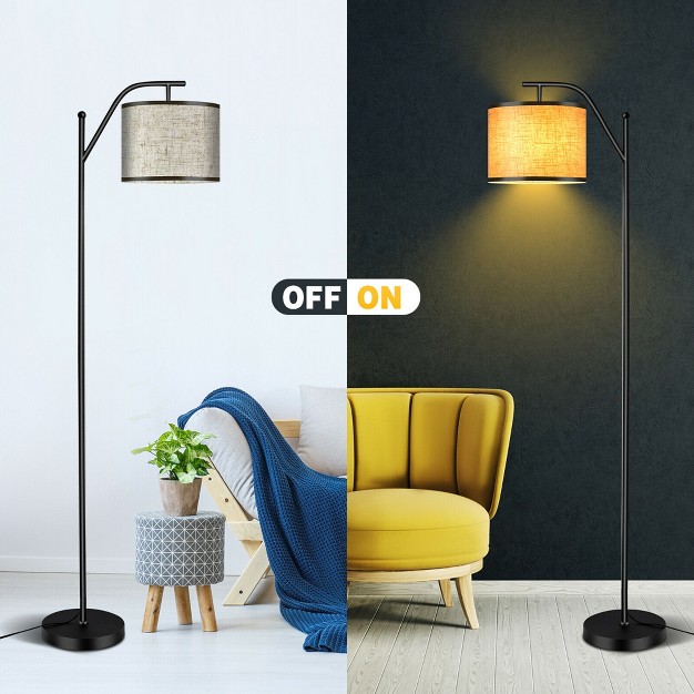 Tangkula Mid Century Tall Pole Floor Lamp With Arc Hanging Shade Foot Switch amp Metal Base Indoor Reading Standing Light Led Bulb Not Included